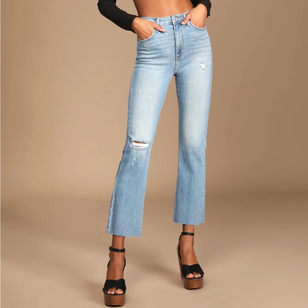 Just black trendy distressed jeans from lulus High Waisted, light wash, size 24